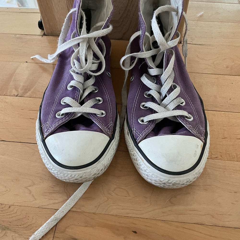 Converse Purple and White High-Top Sneakers
